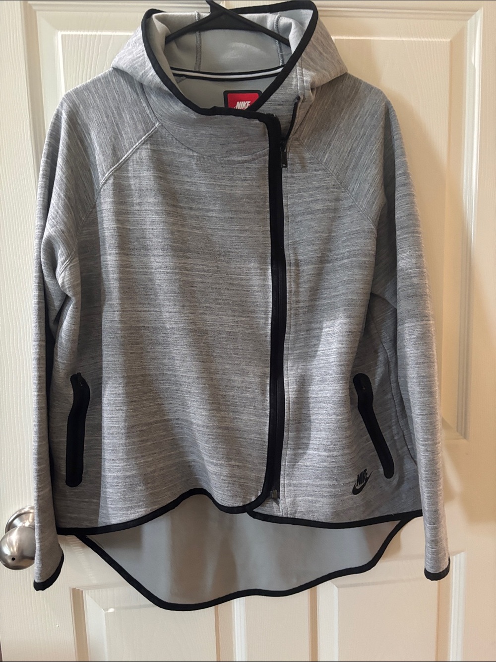 Nike Women's Heather Gray Hooded Utility Jacket with Black Trim